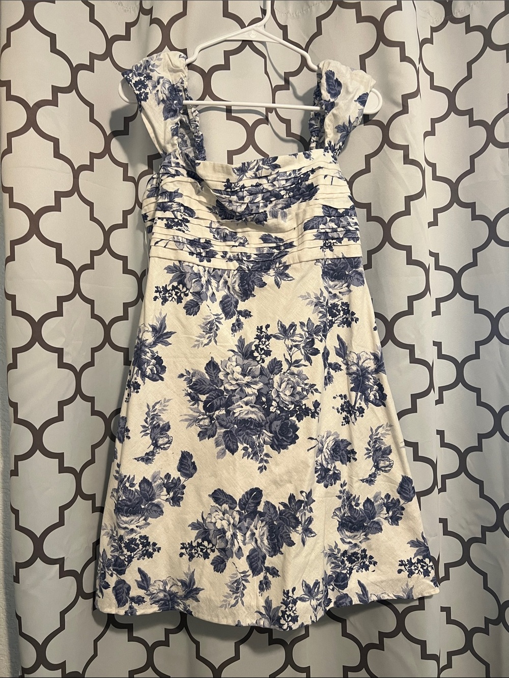 Abercrombie & Fitch White Mini Dress with Blue Floral Print